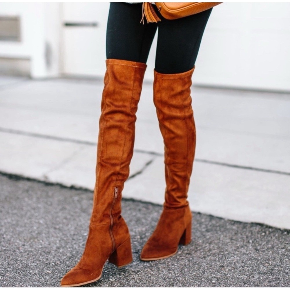 NWOB Steve Madden Jacey Over the Knee Suede Boots in Chestnut Brown Tan Size 6
